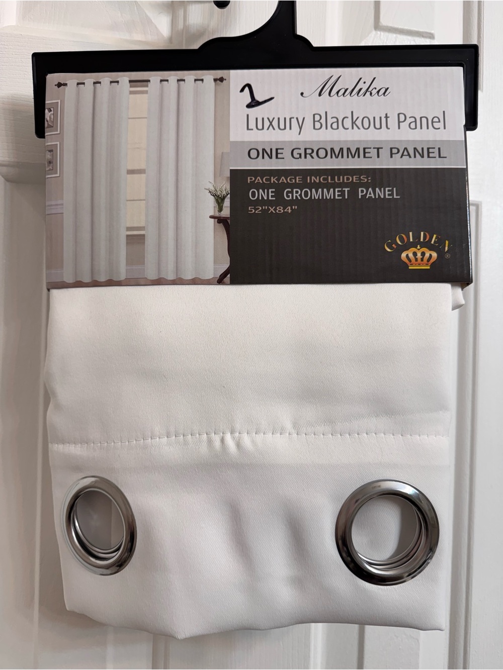 Malika Luxury White Blackout Panel with Silver Grommets, One Panel 52” X 84” NEW